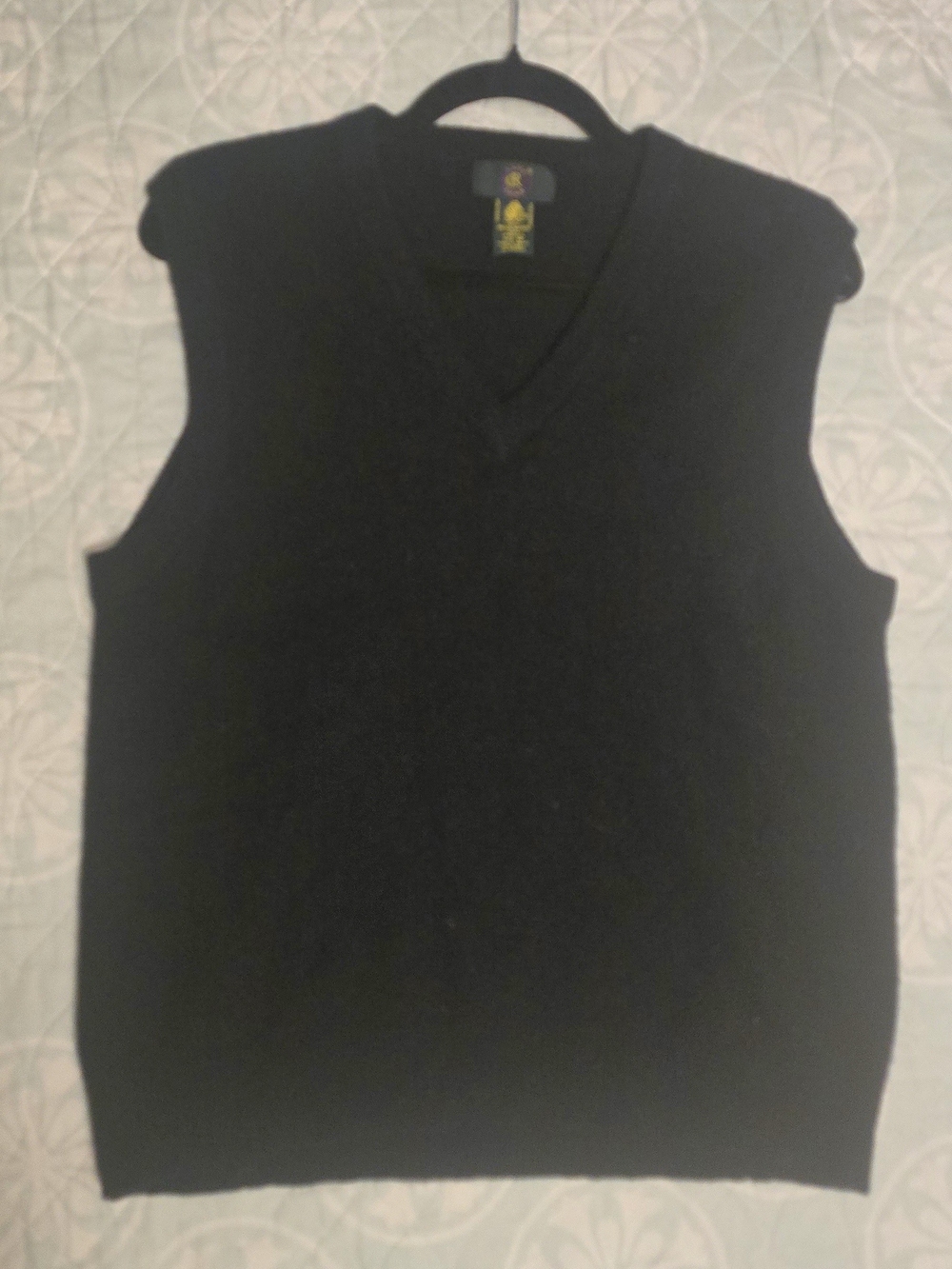 Black V-Neck Wool Sweater Vest - Polo Country Club Preppy Style, Men's Medium - Picture 7 of 10